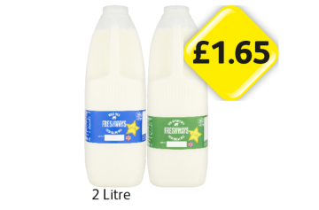 Freshways Milk Whole, Semi-Skimmed - Now Only £1.65 each at Londis