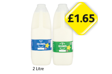 Freshways Milk Whole, Semi-Skimmed - Now Only £1.65 at Londis