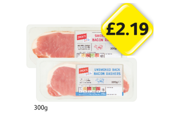 Jack's Back Bacon Rashers Smoked, Unsmoked - Now Only £2.19 at Londis