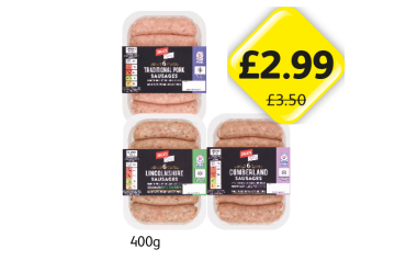 Jack's Sausages Traditional, Lincolshire, Cumberland - Now Only £2.99 at Londis