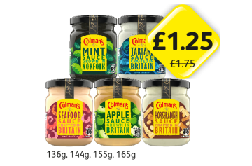 Colman's Sauce Mint, Tartare, Seafood, Apple, Horseradish - Now Only £1.25 at Londis