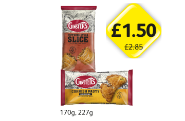 Ginsters Peppered Steak Slice, Cornish Pasty - Now Only £1.50 at Londis