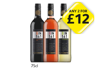 Hardy's Bin 161 Jammy Rich Red, Rosé, Chardonnay - Any 2 for £12 at Londis