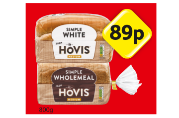 Hovis Simple White, Wholemeal - Now Only 89p at Londis