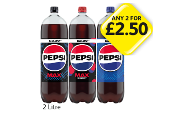 Pepsi, Max, Cherry Max - Any 2 for £2.50 at Londis