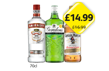 Smirnoff, Gordon's, Captain Morgan - Now Only £14.99 at Londis