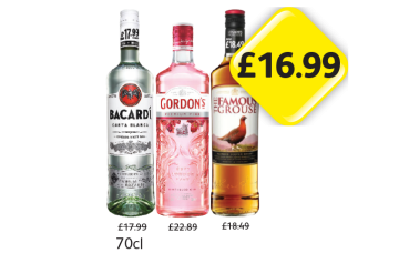 Bacardi, Gordon's, The Famous Grouse - Now Only £16.99 at Londis