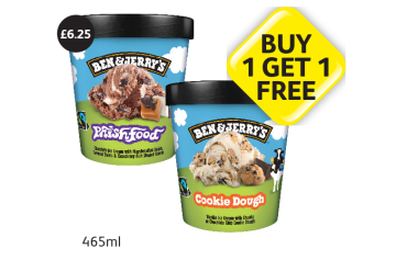 Ben & Jerry's Phish Food, Cookie Dough - Buy 1 Get 1 FREE at Londis