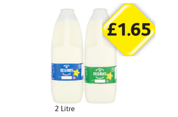 Freshways Milk Whole, Semi-Skimmed - Now Only £1.65 at Londis