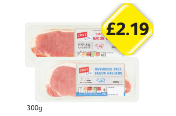 Jack's Back Bacon Rashers Smoked, Unsmoked - Now Only £2.19 at Londis