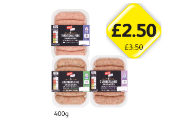 Jack's Sausages Traditional Pork, Lincolnshire, Cumberland - £2.50 at Londis