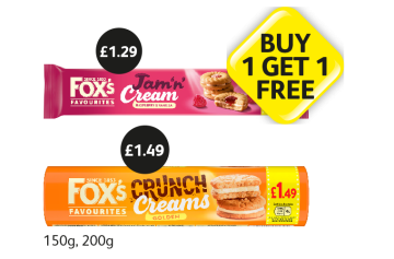 Fox's Favourites Jam & Cream, Crunch Creams - Buy 1 Get 1 FREE at Londis