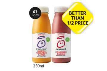 Innocent Mangoes Passion Fruit & Apples, Strawberries & Bananas - Now Better Than Half Price at Londis