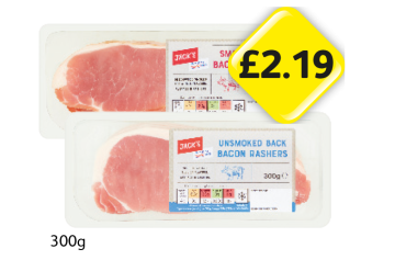 Jack's Back Bacon Rashers Smoked, Unsmoked - Now Only £2.19 at Londis