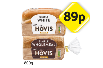 Simple White Hovis, Wholemeal - Now Only 89p at Londis