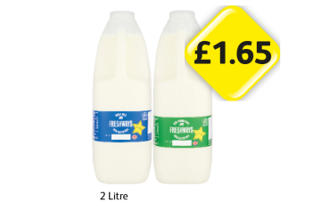 Freshways Milk Whole, Semi-Skimmed - Now Only £1.65 at Londis