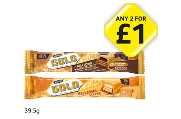 Gold Billions Wafer, Chocolate & Hazelnut - Any 2 for £1 at Londis