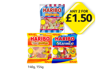 Haribo Nostalgix, Tangfastics, Starmix - Any 2 for £1.50 at Londis