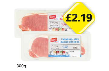 Jack's Back Bacon Rachers Smoked, Unsmoked - Now Only £2.19 at Londis