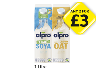 Alpro Light Soya, Creamy Oat - Any 2 for £3 at Londis