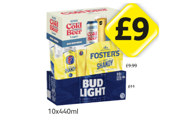 Brewdog Cold Beer, Fosters Shandy, Bud Light - Now Only £9 each at Londis