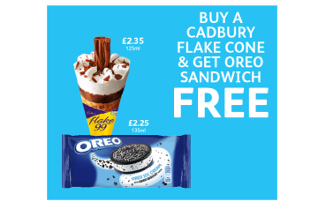 Cadbury Flake 99, Oreo Ice Cream - Buy A Cadbury Flake Cone & Get Oreo Sandwich FREE at Londis
