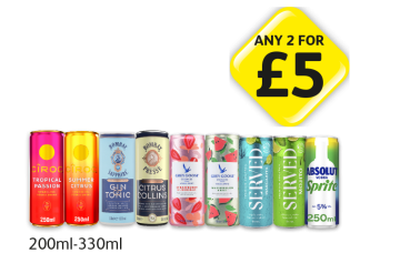 Ciroc Tropical Passion, Summer Citrus, Bombay Sapphire Gin & Tonic, Citrus Collins, Grey Goose Strawberry & Lemongrass, Watermelon & Basil, Served Margarita, Mojito, Absolut Sprite - Now Only £12 each at Londis