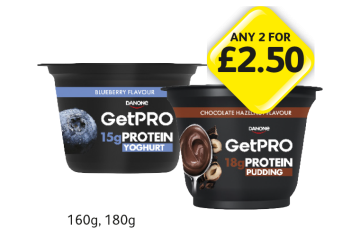 Danone GetPRO Protein Yoghurt Blueberry, Chocolate Hazelnut - Any 2 for £2.50 at Londis