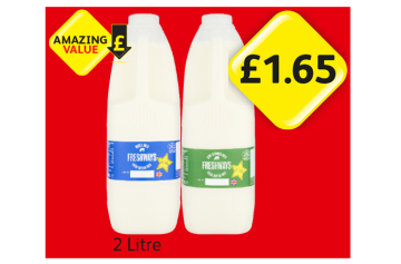Freshways Milk Semi-Skimmed, Whole - Now Only £1.65 each at Londis
