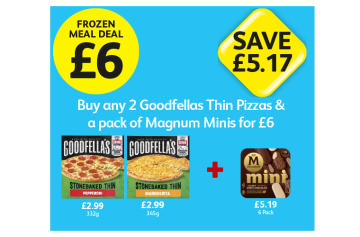 Goodfella's Stonebaked Thin Pepperoni, Margherita, Magnum Mini - Buy Any 2 Goodfellas Thin Pizzas & A Pack of Magnum Minis for £6 at Londis