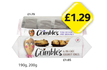 Mrs Crimbles Belgian Choc Brownies, Big Choc Coconut Rings - Now Only £1.29 at Londis