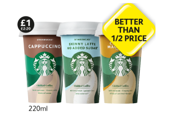 Starbucks Cappuccino, Skinny Latte No Sugar, Caramel Macchiato - Now Better Than Half Price - Only £1 each at Londis