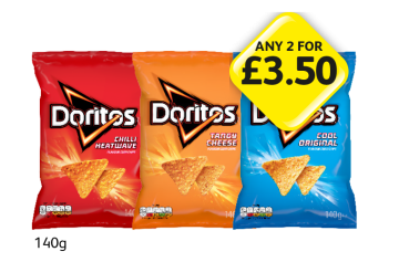 Doritos Chilli Heatwave, Tangy Cheese, Cool Original - Any 2 for £3.50 at Londis