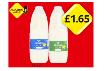 Freshways Milk Semi-Skimmed, Whole - Now Only £1.65 at Londis