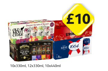 Old Mout Cider Variety Pack, Strongbow Strawberry, Kopparberg Variety Packs, Kronenbourg - Now Only £10 at Londis