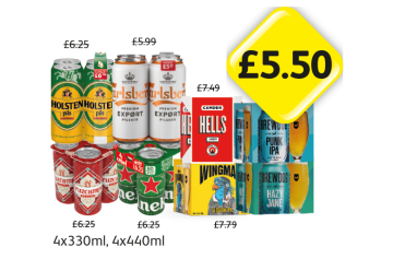 Holsten Pilsner, Carlsberg, Cruzcampo, Heineken, Camden Hells, Brewdog Punk IPA, Hazy Jane, Wingman Session IPA - Now Only £5.50 at Londis