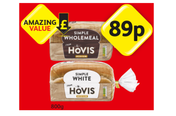 Hovis Simple Wholemeal, White - Now Only 89p each at Londis